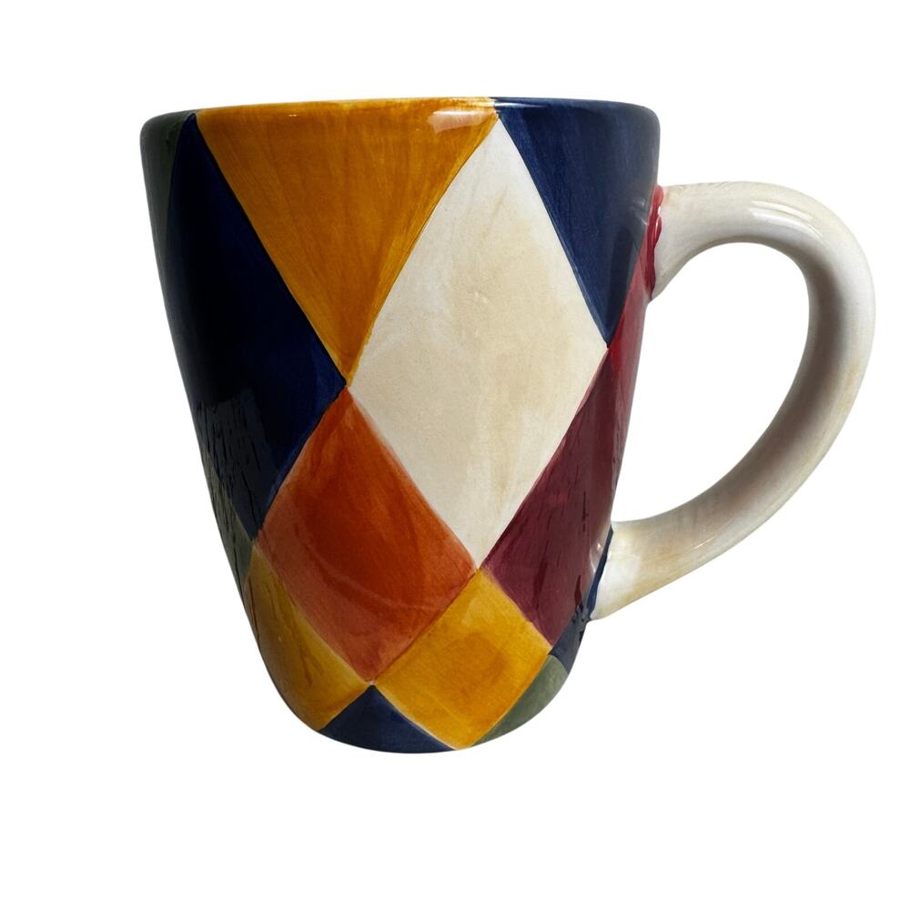 Artimino Ciao Harlequin 16 oz. Mug Hand Painted Italy Earthenware 5"T 4"D Artsy
